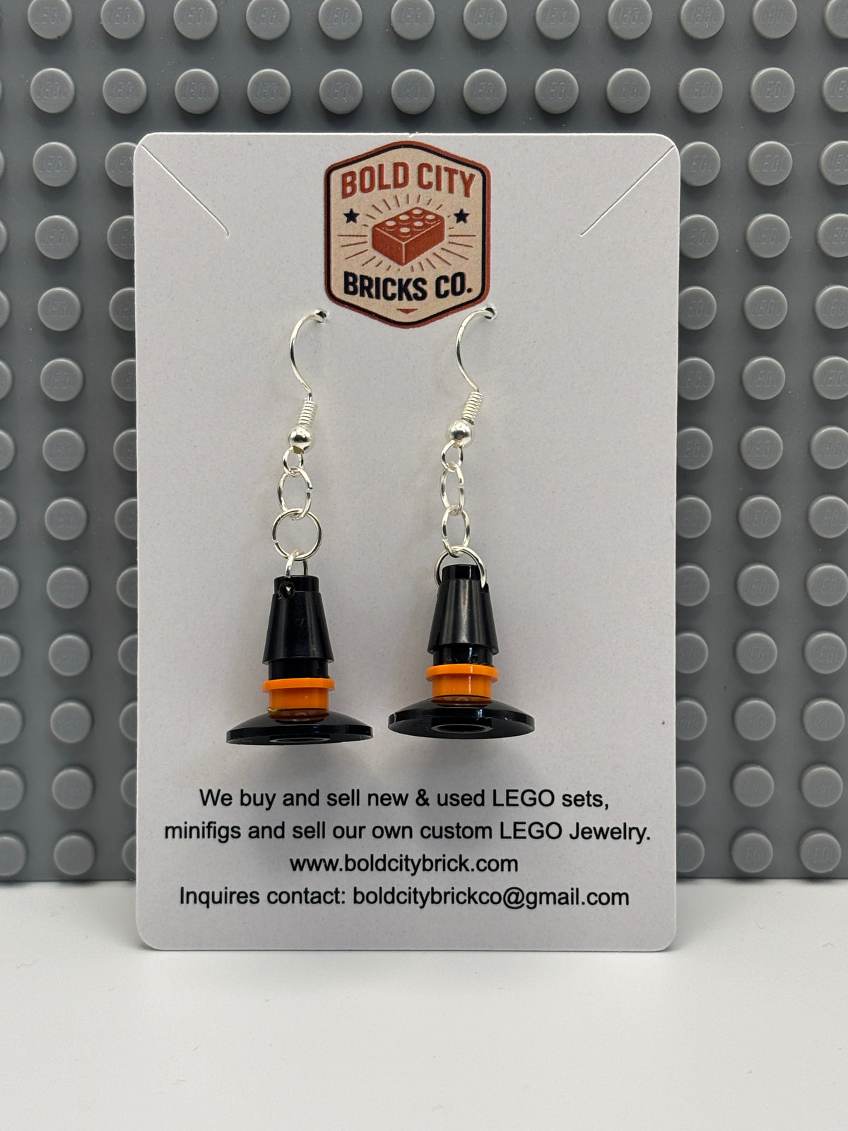 Lego Halloween Witches Hat Dangling Earrings