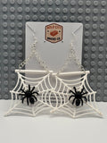 Spider on Spider Web Dangle Earrings