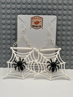 Spider on Spider Web Dangle Earrings