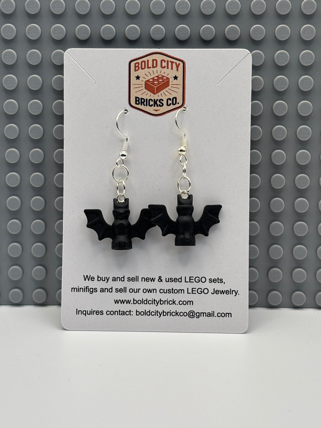 LEGO Bat Dangle Earrings - Jwl2004