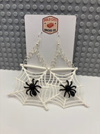 Spider on Spider Web Dangle Earrings
