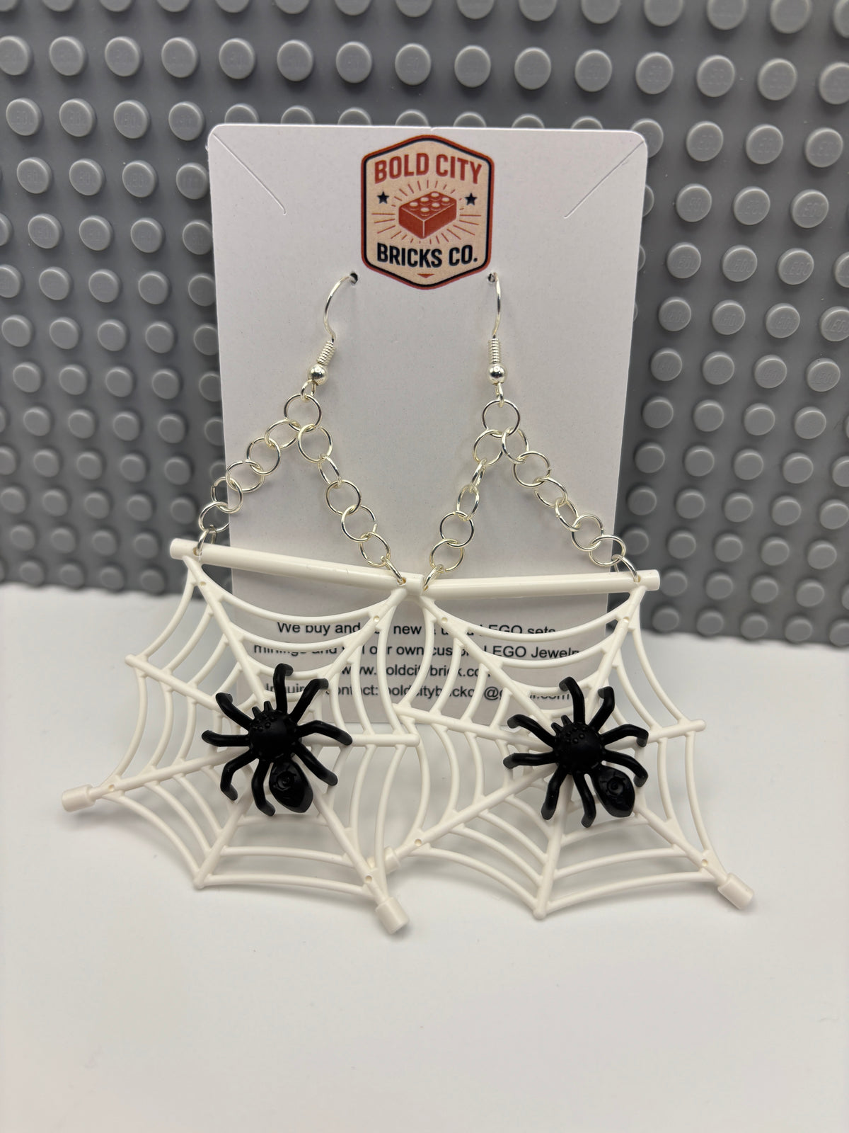 Spider on Spider Web Dangle Earrings