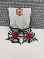 Spider on Spider Web Dangle Earrings
